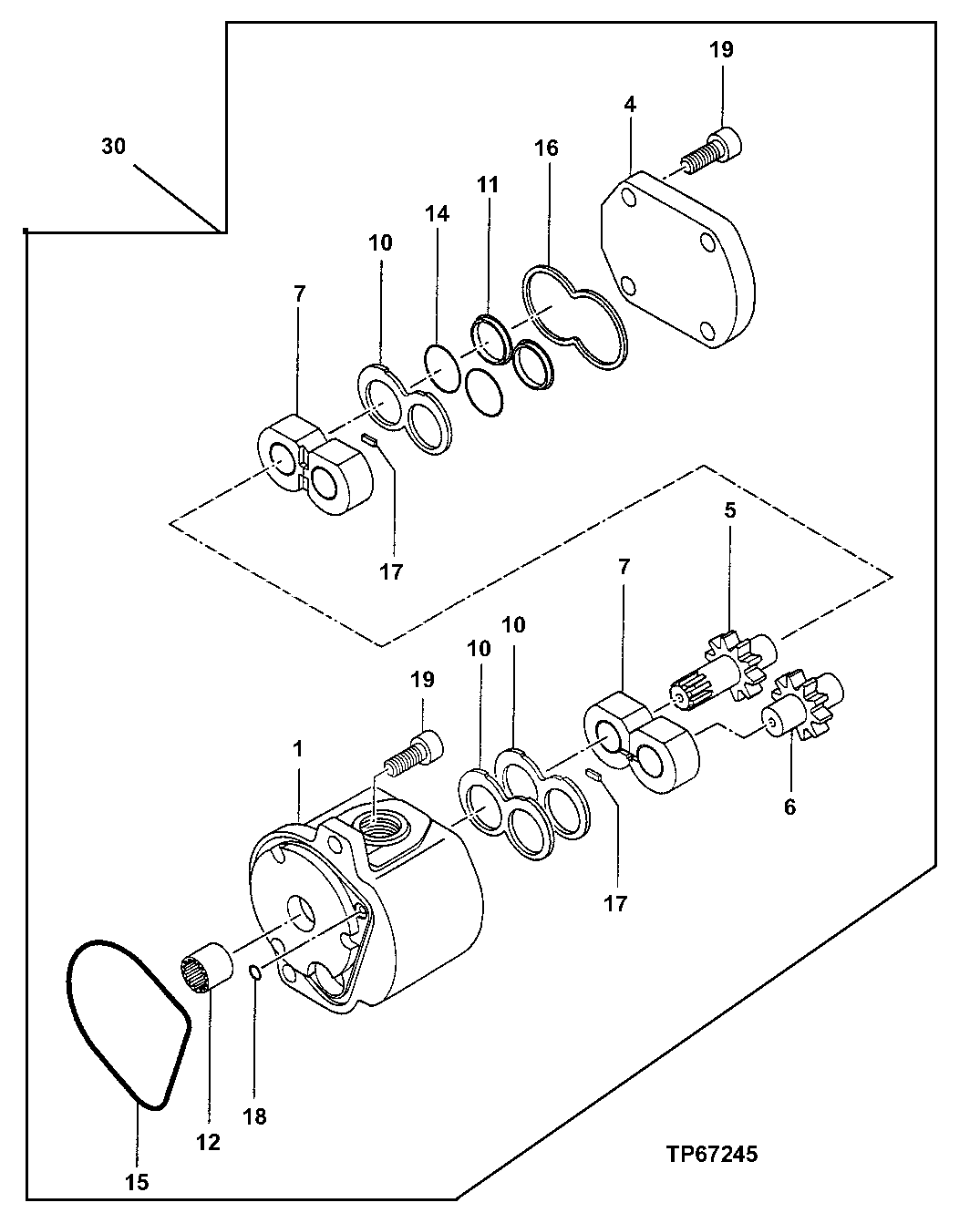 Схема запчастей John Deere 7ZTS - 100 - MAIN HYDRAULIC PUMP GEAR COMPONENTS 2160 Vehicle Hydraulics