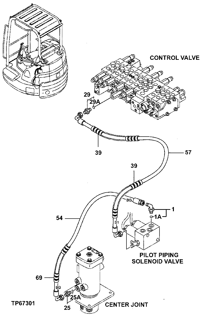 Схема запчастей John Deere 7ZTS - 108 - PILOT PIPINGS 2160 Vehicle Hydraulics