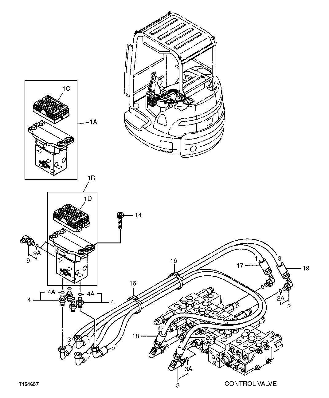 Схема запчастей John Deere 7ZTS - 110 - PILOT PIPINGS 2160 Vehicle Hydraulics