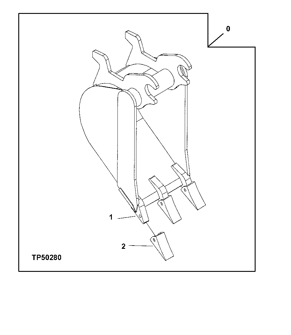Схема запчастей John Deere 7ZTS - 112 - Heavy Duty Bucket 3302 BUCKETS, TEETH, SHANKS AND SIDECUTTERS