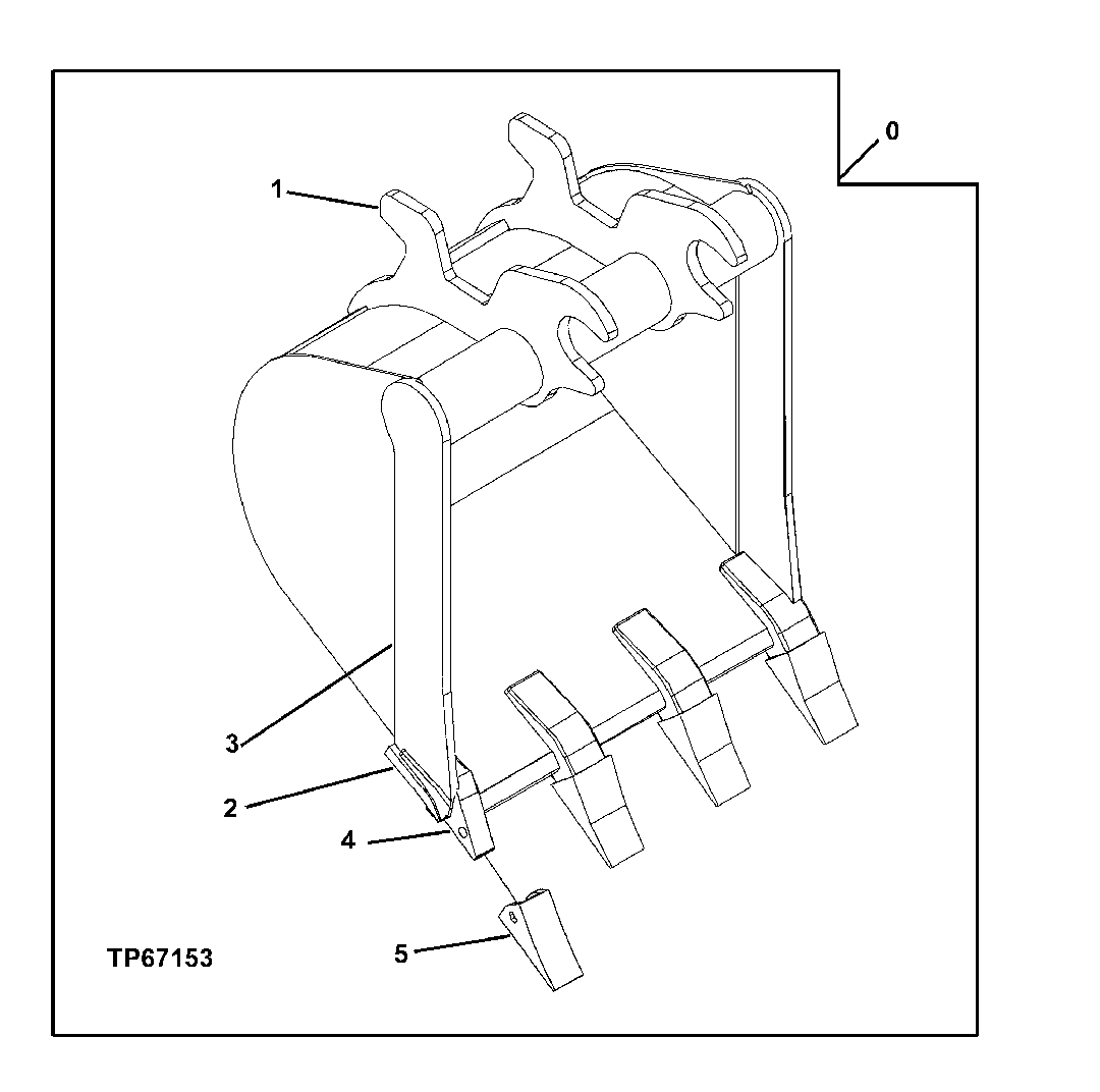Схема запчастей John Deere 7ZTS - 116 - Heavy Duty Bucket 3302 BUCKETS, TEETH, SHANKS AND SIDECUTTERS