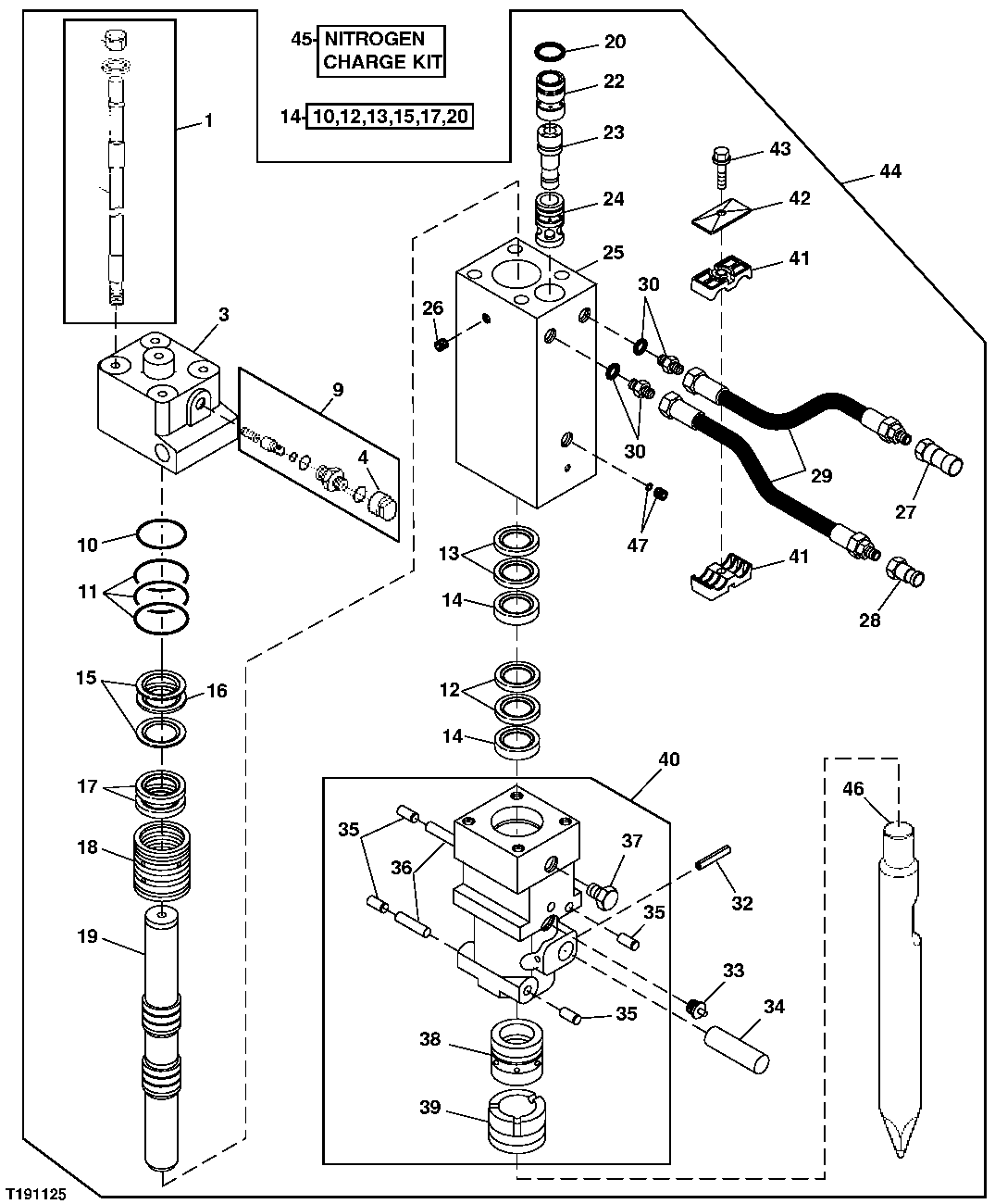 Схема запчастей John Deere 7ZTS - 131 - Breaker (HB50-2) 3302 BUCKETS, TEETH, SHANKS AND SIDECUTTERS