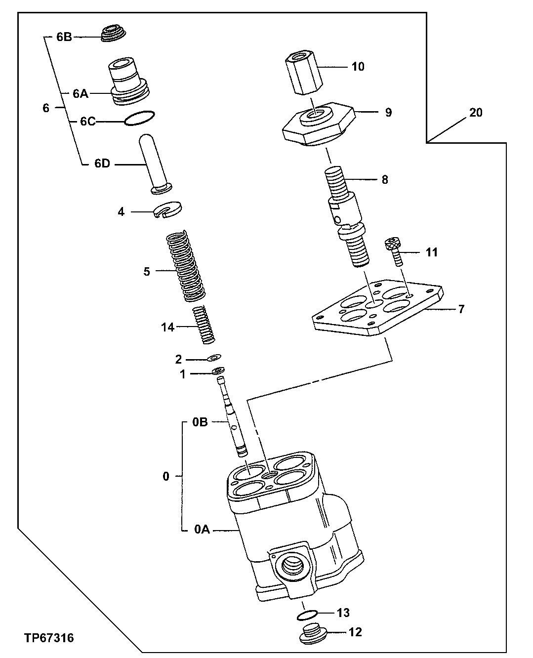 Схема запчастей John Deere 7ZTS - 148 - Pilot Valve (Front, Swing) 3315 Controls Linkage