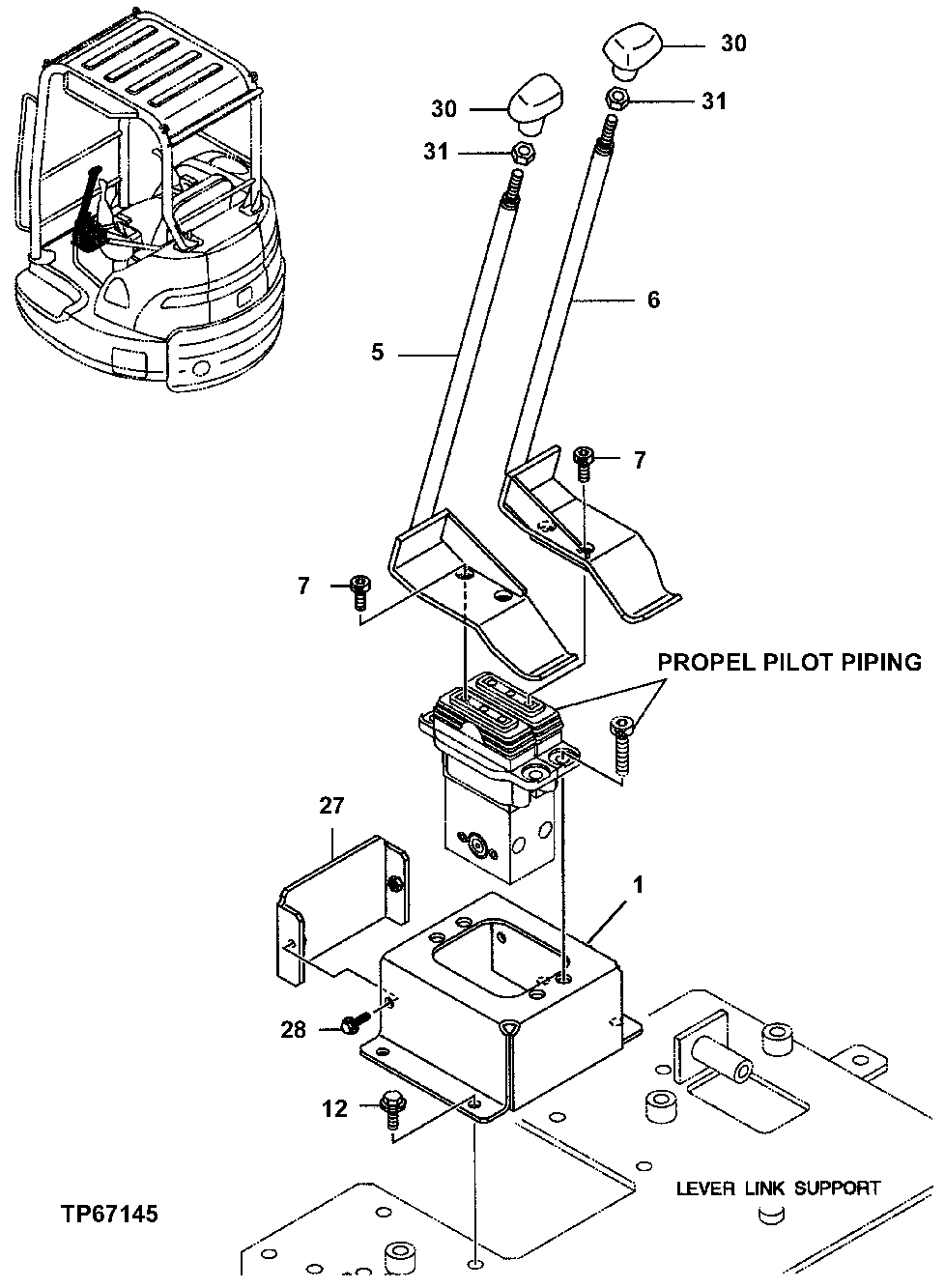 Схема запчастей John Deere 7ZTS - 149 - Propel Control Lever (Front, Swing) 3315 Controls Linkage