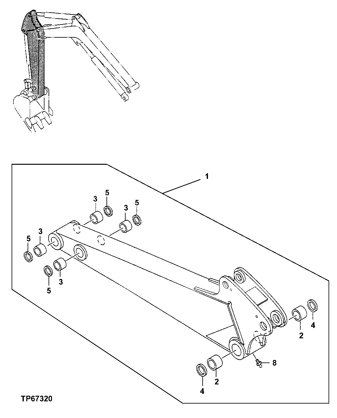 Схема запчастей John Deere 7ZTS - 151 - Standard Arm 1.17m 3340 BACKHOE AND EXCAVATOR FRAMES