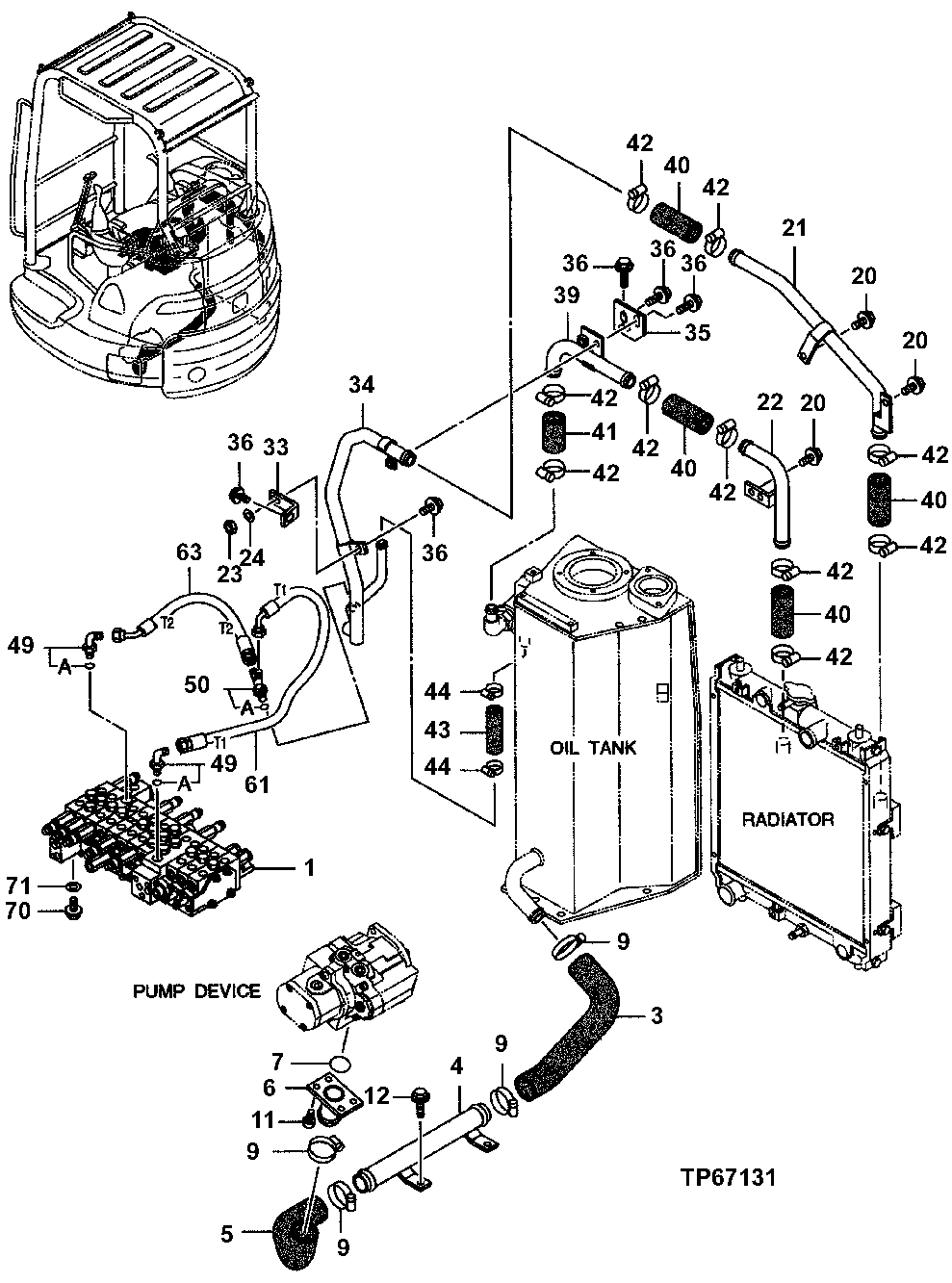 Схема запчастей John Deere 7ZTS - 155 - Oil Cooler Piping 3360 HYDRAULIC SYSTEM