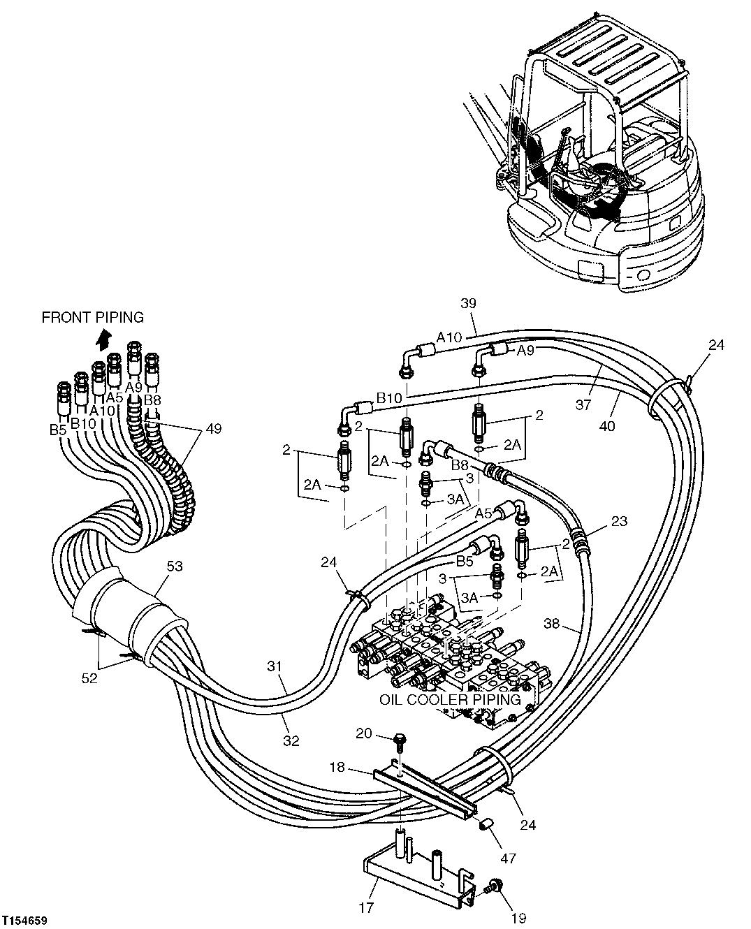 Схема запчастей John Deere 7ZTS - 159 - MAIN PIPING 3360 HYDRAULIC SYSTEM