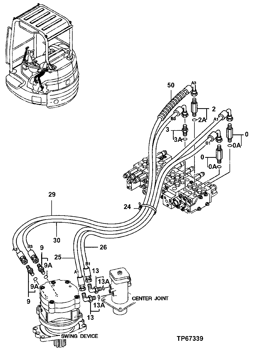 Схема запчастей John Deere 7ZTS - 160 - MAIN PIPING 3360 HYDRAULIC SYSTEM