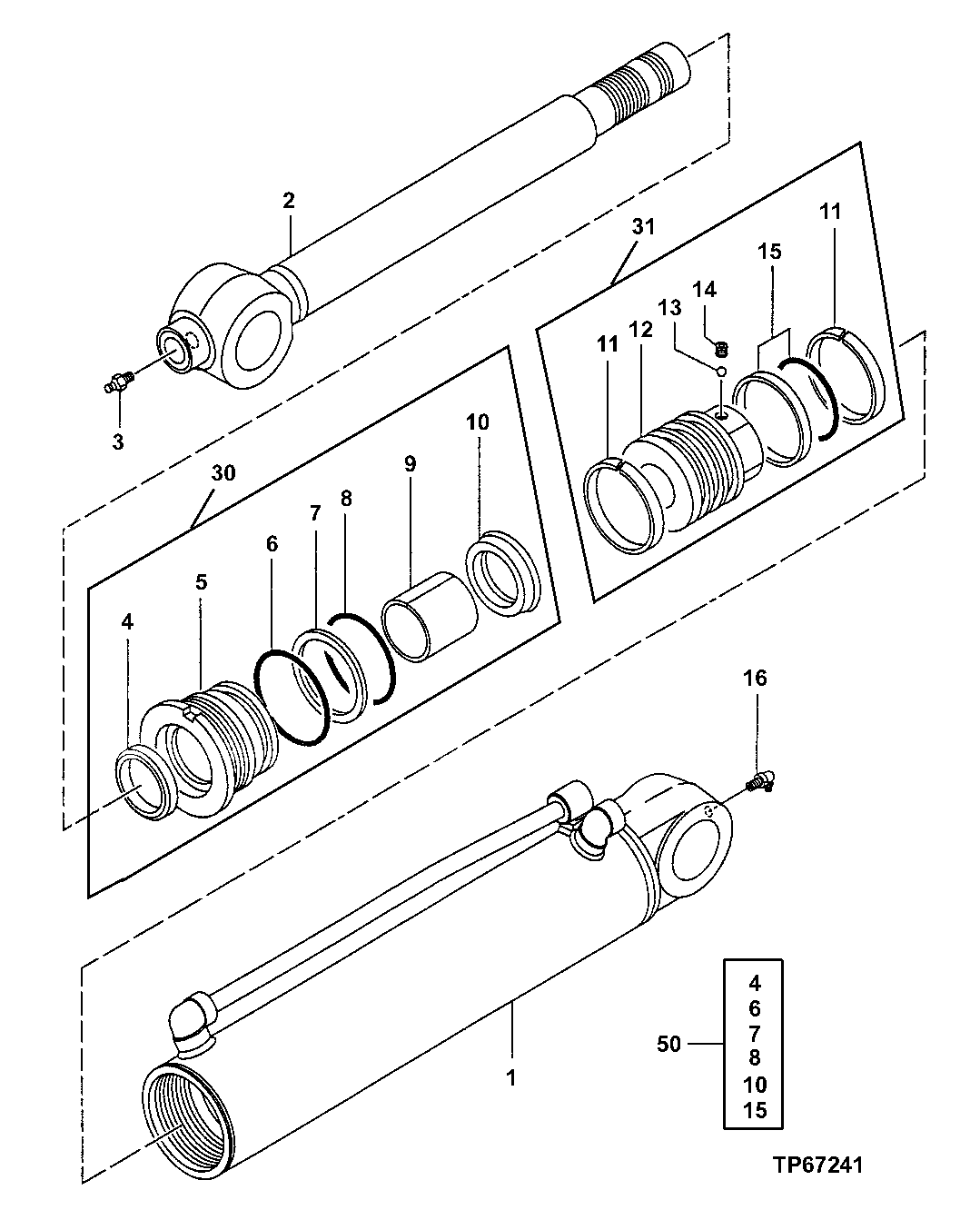 Схема запчастей John Deere 7ZTS - 185 - Bucket Cylinder 3360 HYDRAULIC SYSTEM