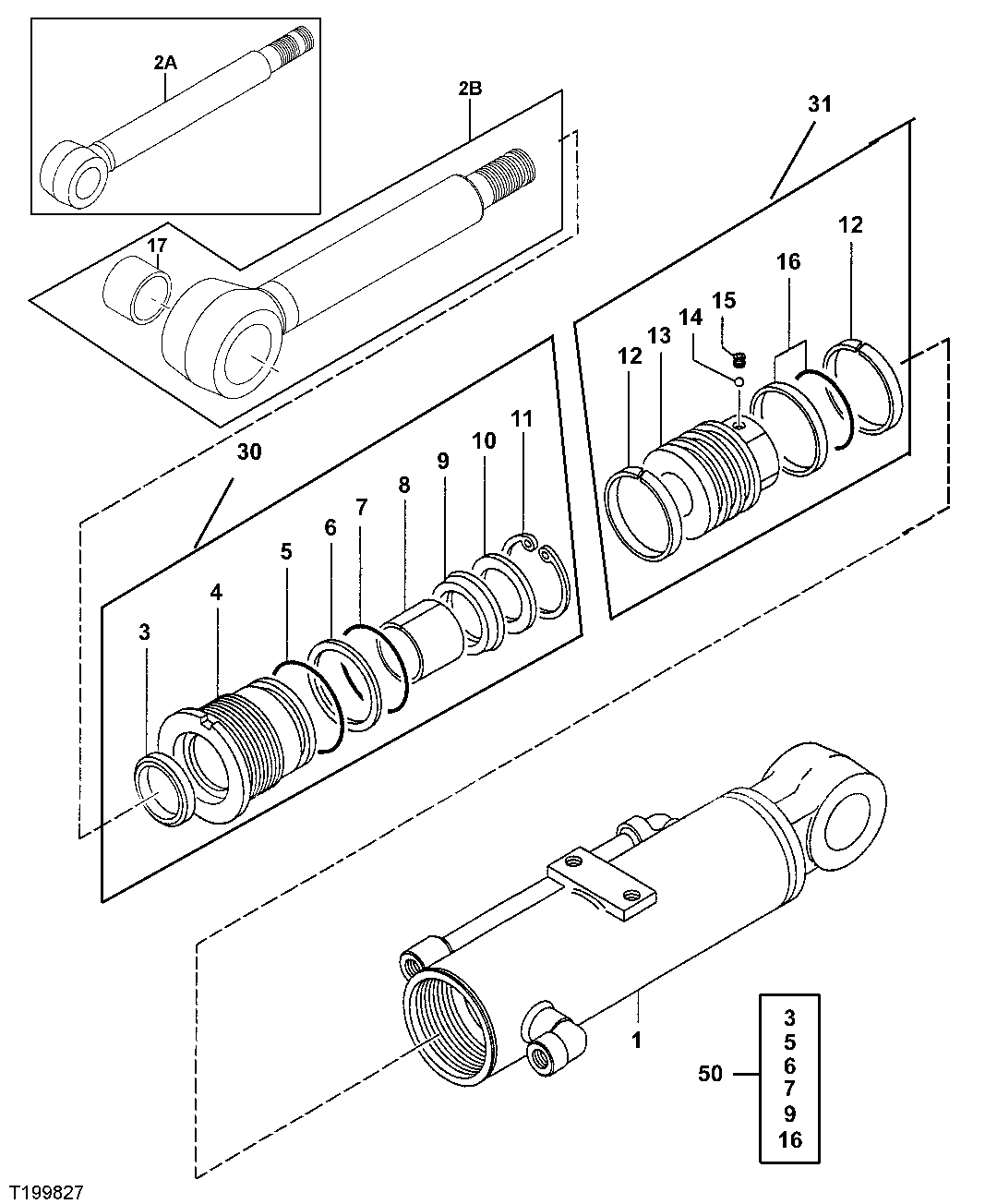 Схема запчастей John Deere 7ZTS - 187 - Blade Cylinder 3360 HYDRAULIC SYSTEM