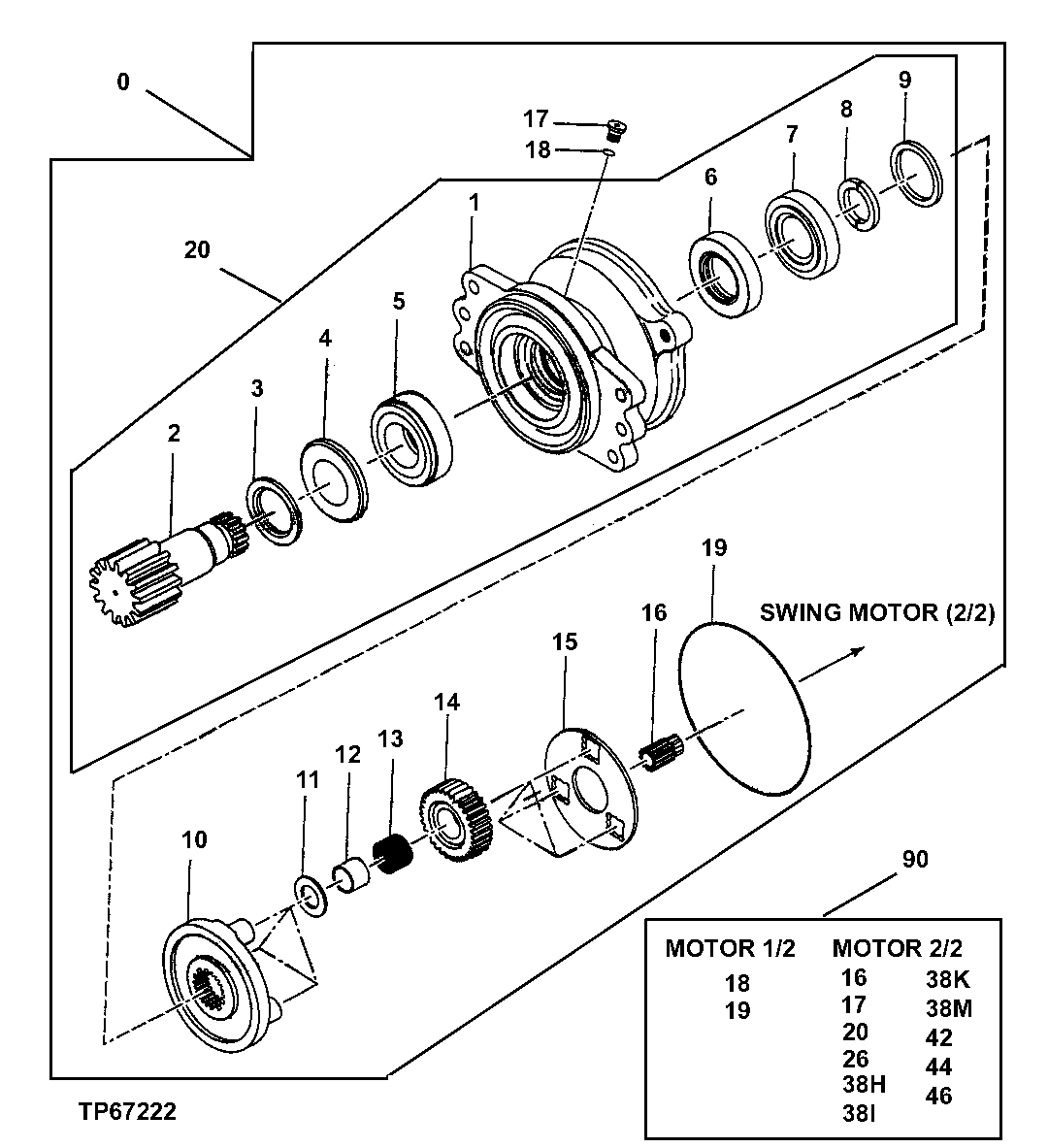 Схема запчастей John Deere 7ZTS - 200 - SWING MOTOR (1/2) 4360 Hydraulics