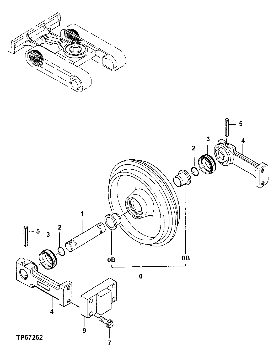 Схема запчастей John Deere 5ZTS - 2 - FRONT IDLER 0130 TRACK SYSTEMS