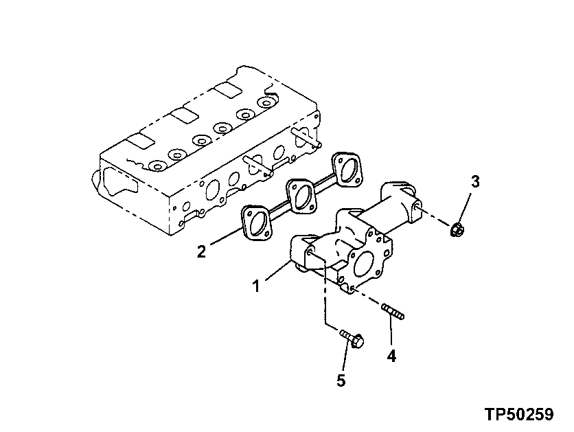 Схема запчастей John Deere 5ZTS - 31 - EXHAUST MANIFOLD 0410 EXHAUST MANIFOLD
