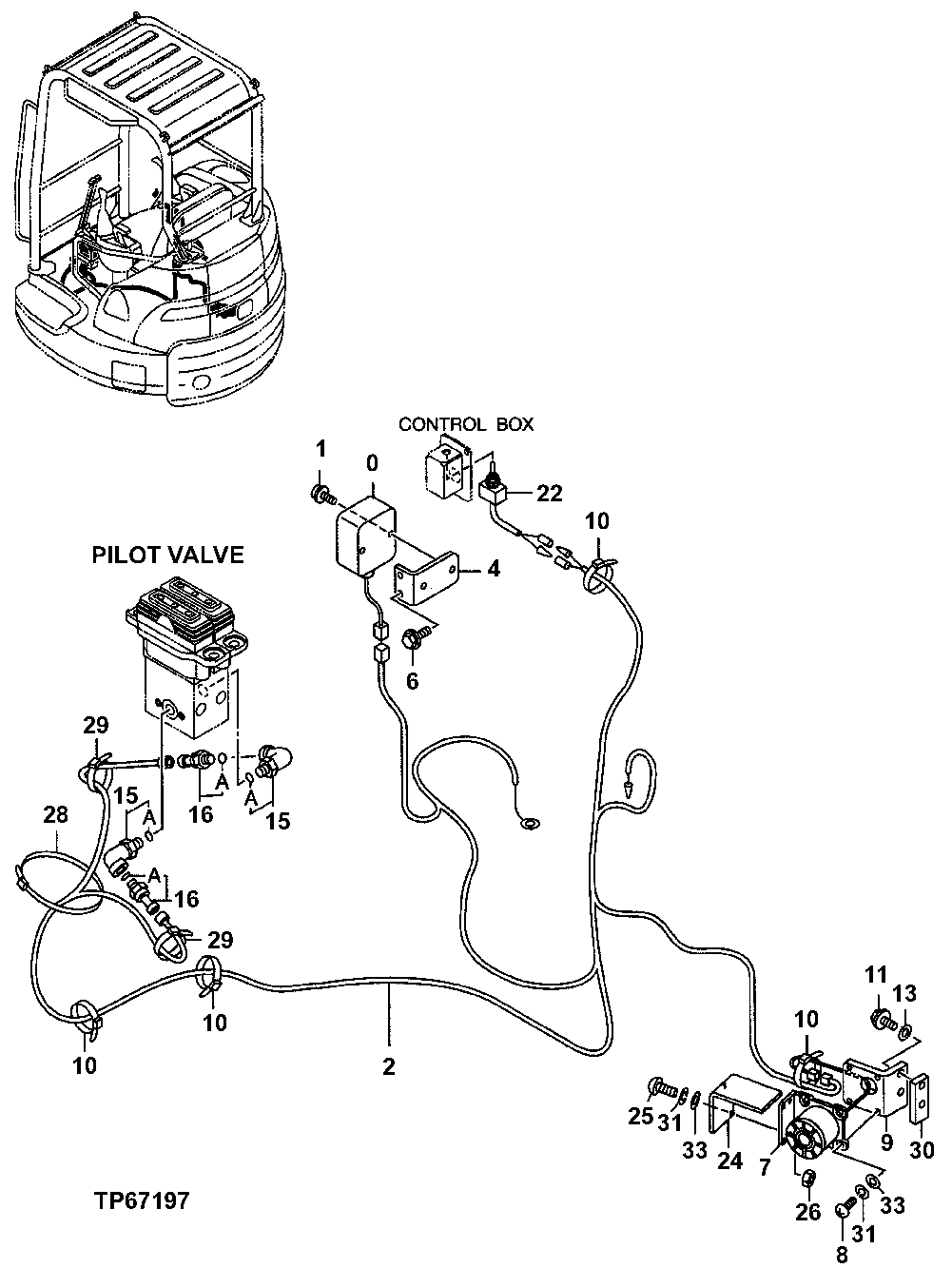 Схема запчастей John Deere 5ZTS - 62 - TRAVEL MOTION ALARM 1674 WIRING HARNESS AND SWITCHES