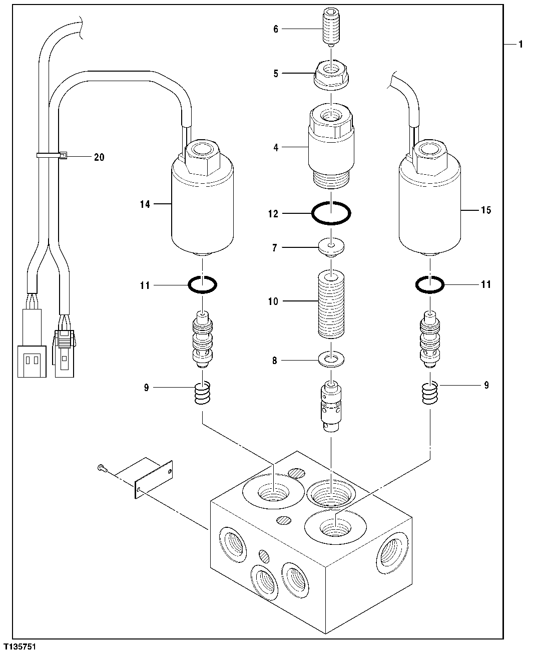 Схема запчастей John Deere 5ZTS - 103 - PILOT SOLENOID VALVE 2160 VEHICLE HYDRAULICS