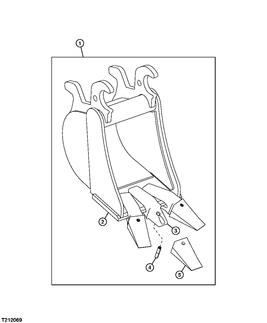 Схема запчастей John Deere 5ZTS - 106 - HEAVY DUTY BUCKET - 12 INCH 3302 BUCKETS, TEETH, SHANKS AND SIDECUTTERS