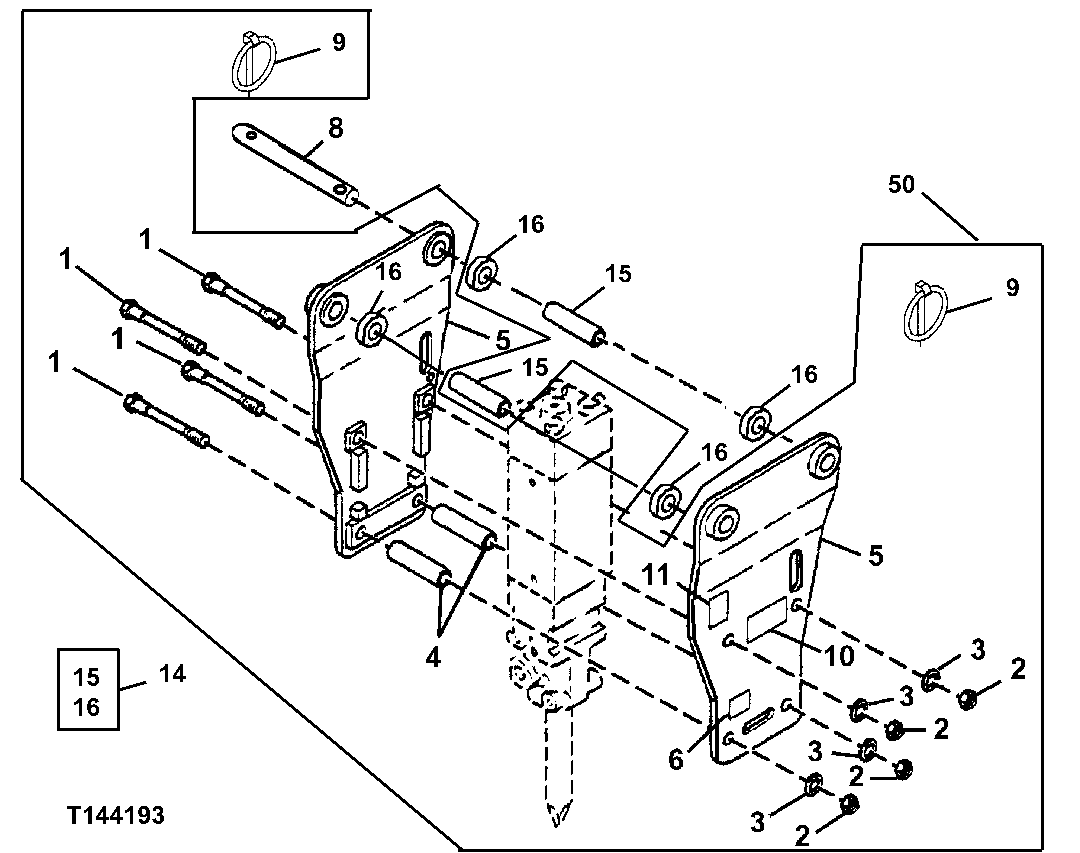 Схема запчастей John Deere 5ZTS - 129 - Hydraulic Breaker Bracket (HB75) 3302 BUCKETS, TEETH, SHANKS AND SIDECUTTERS