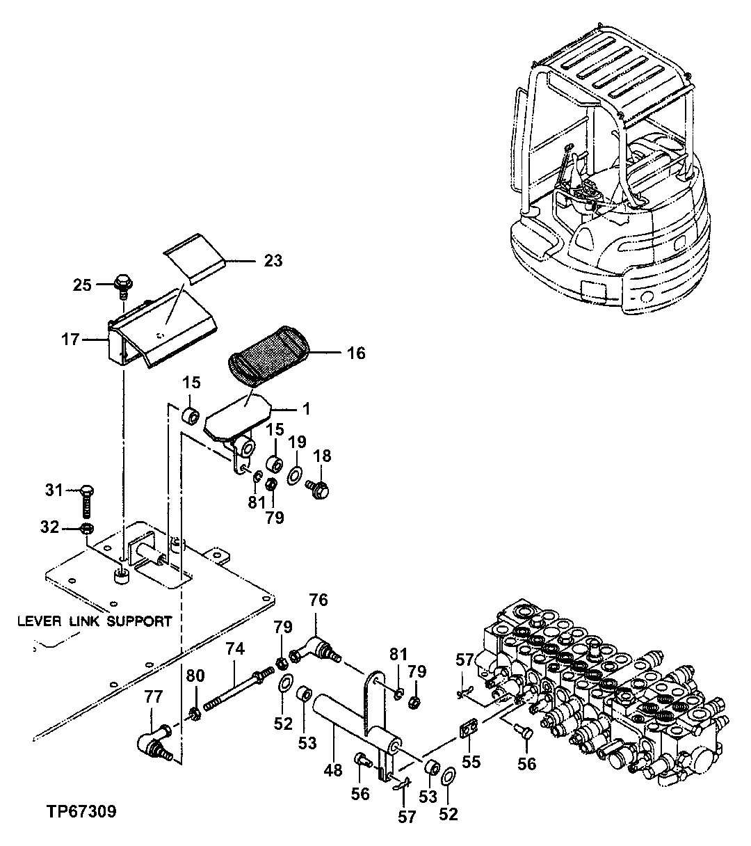 Схема запчастей John Deere 5ZTS - 141 - BOOM SWING CONTROL PEDAL 3315 CONTROLS LINKAGE