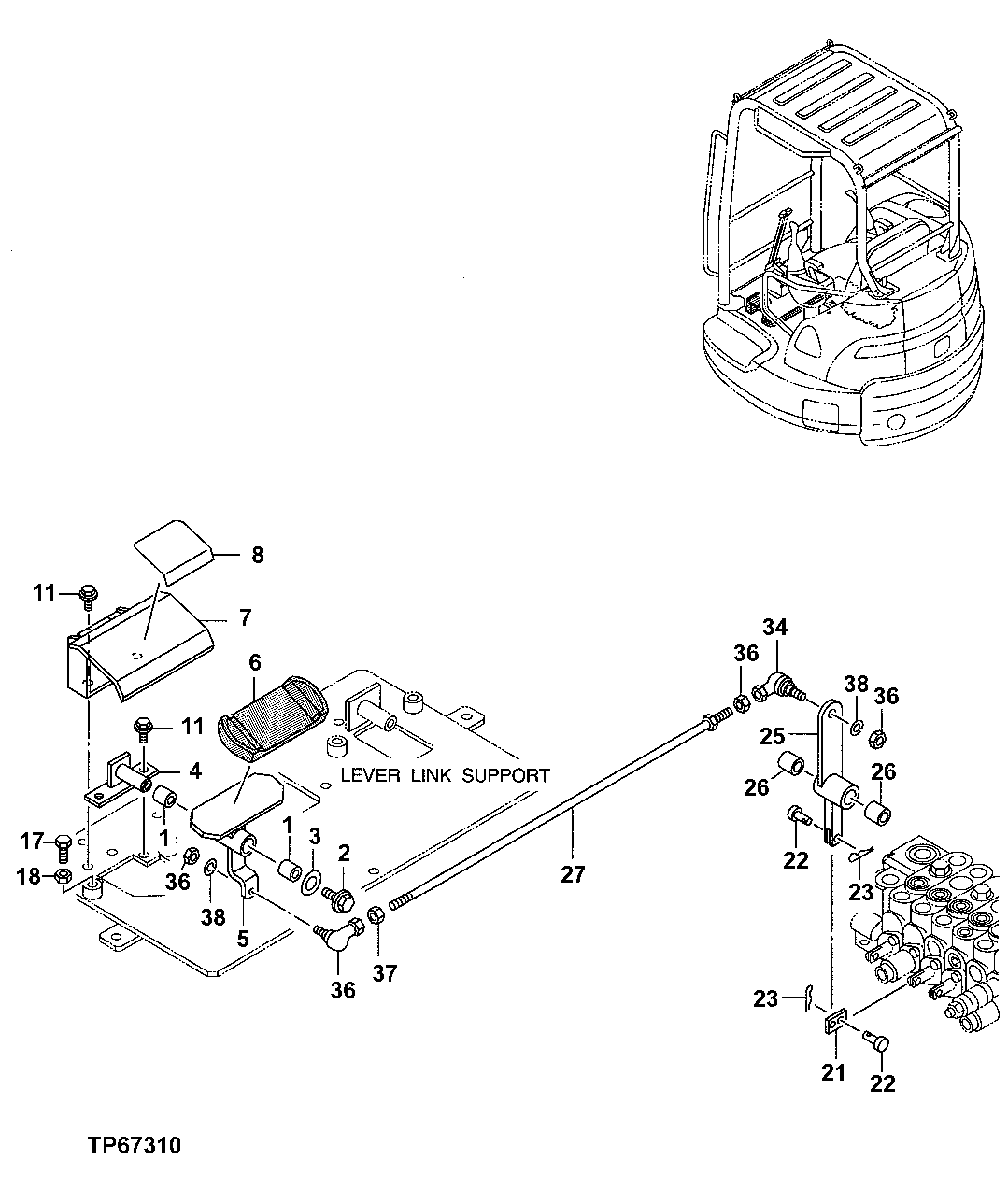 Схема запчастей John Deere 5ZTS - 144 - ATTACHMENT PEDAL 3315 CONTROLS LINKAGE