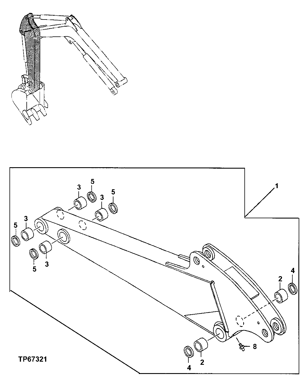 Схема запчастей John Deere 5ZTS - 149 - STANDARD ARM 1.34M 3340 BACKHOE AND EXCAVATOR FRAMES