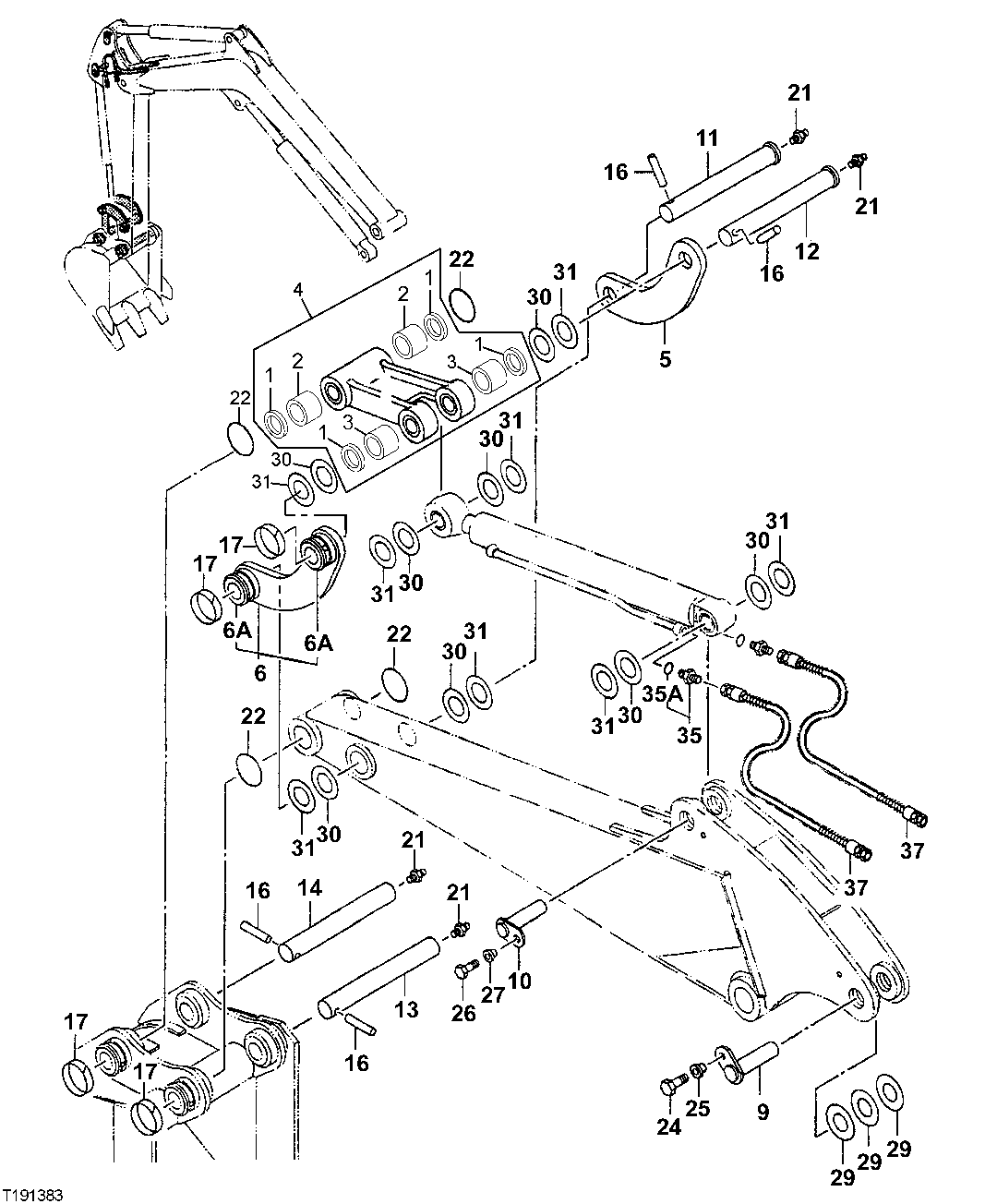 Схема запчастей John Deere 5ZTS - 150 - ARM SUPPORT 3340 BACKHOE AND EXCAVATOR FRAMES