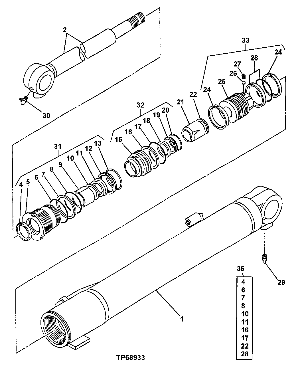 Схема запчастей John Deere 5ZTS - 169 - BOOM CYLINDER 3360 HYDRAULIC SYSTEM