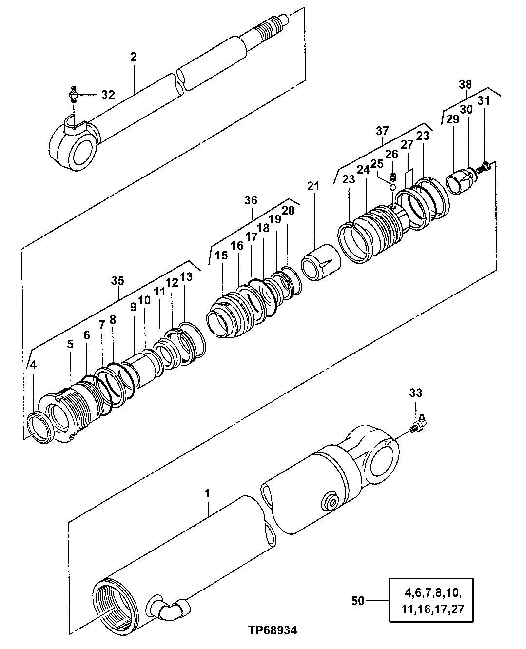 Схема запчастей John Deere 5ZTS - 171 - ARM CYLINDER 3360 HYDRAULIC SYSTEM