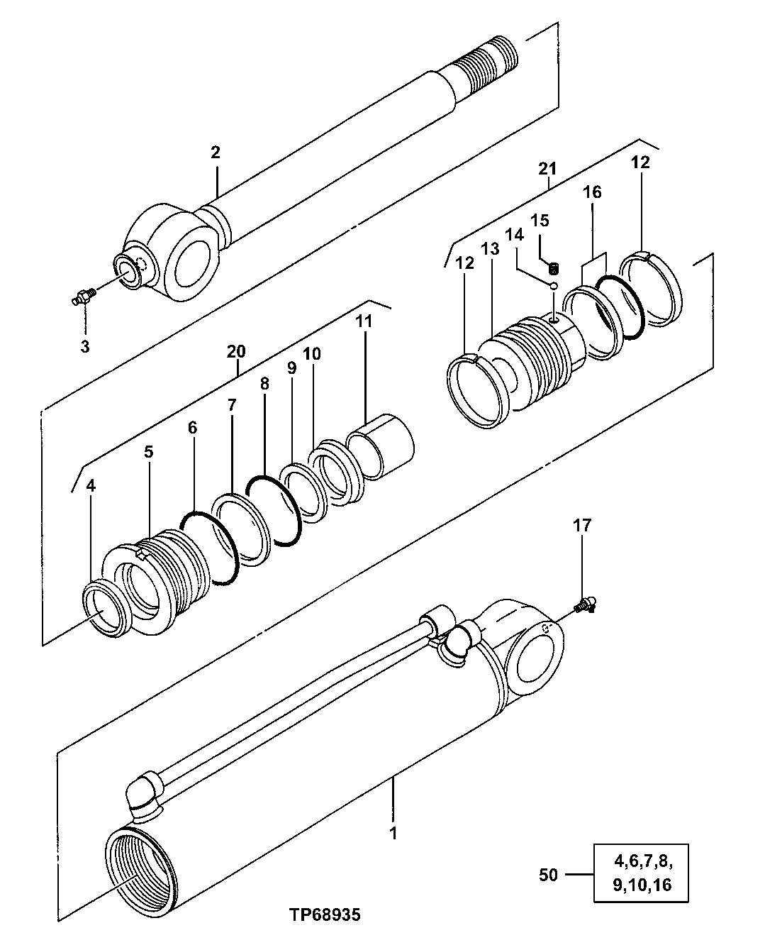 Схема запчастей John Deere 5ZTS - 173 - BUCKET CYLINDER 3360 HYDRAULIC SYSTEM