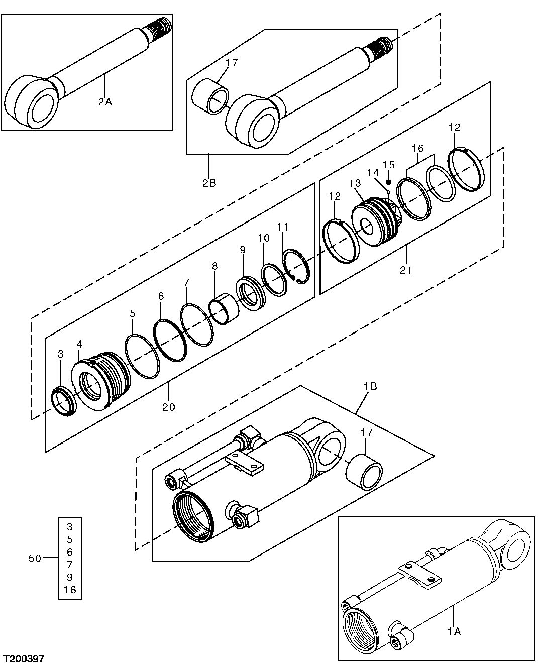 Схема запчастей John Deere 5ZTS - 175 - BLADE CYLINDER 3360 HYDRAULIC SYSTEM