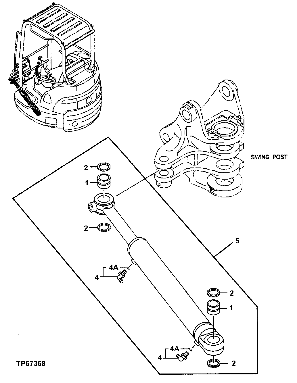 Схема запчастей John Deere 5ZTS - 176 - SWING CYLINDER 3360 HYDRAULIC SYSTEM