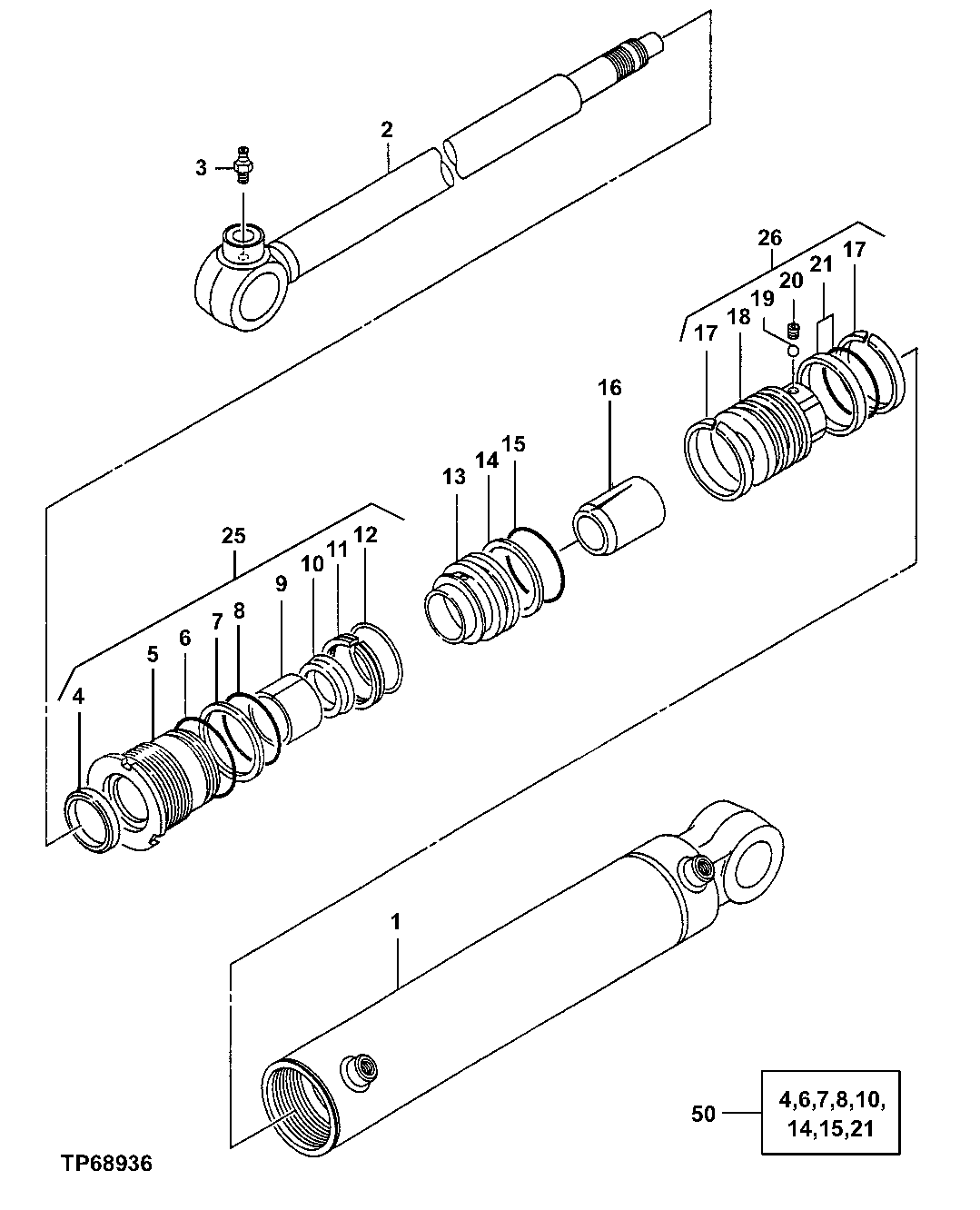 Схема запчастей John Deere 5ZTS - 177 - SWING CYLINDER 3360 HYDRAULIC SYSTEM