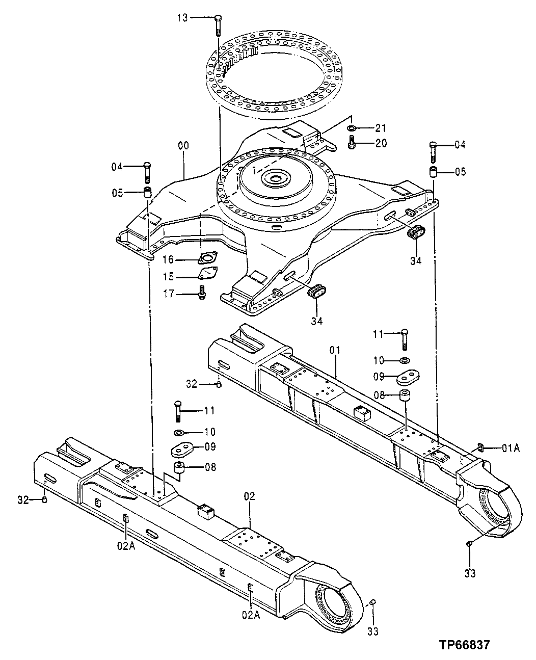 Схема запчастей John Deere 50LC - 1 - Track Frame 0130 Track Systems