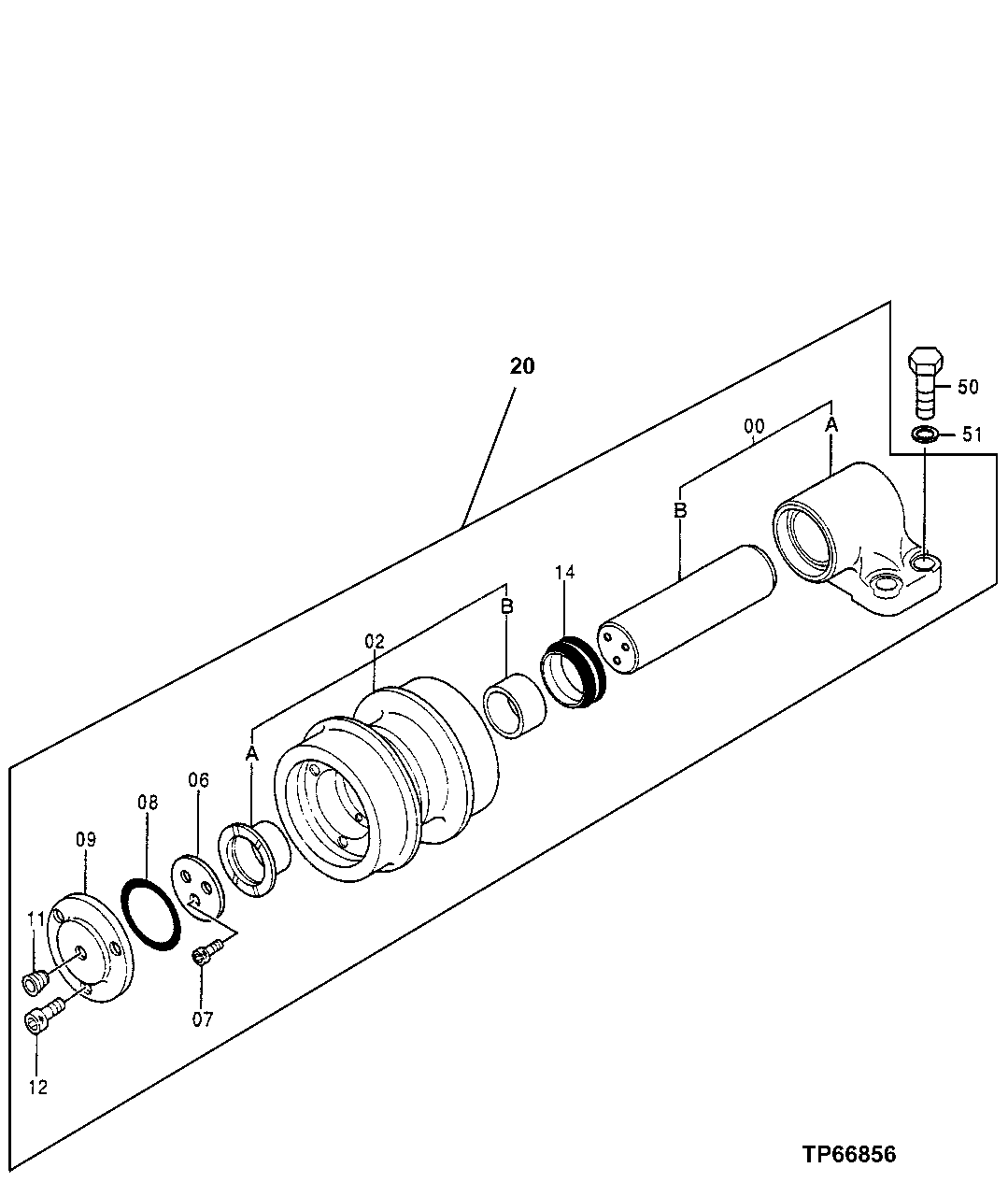 Схема запчастей John Deere 50LC - 7 - Upper Roller 0130 Track Systems