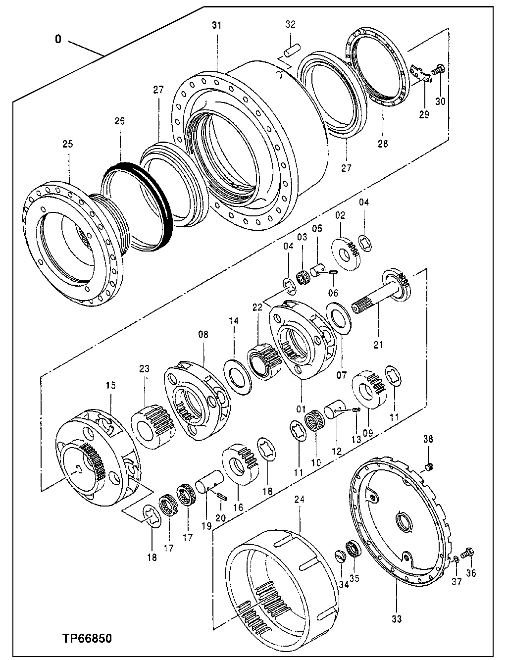 Схема запчастей John Deere 50LC - 11 - Gear Case 0260 Axles, Diff. & Susp. Sys. Hyd. (Incl. Fwd)