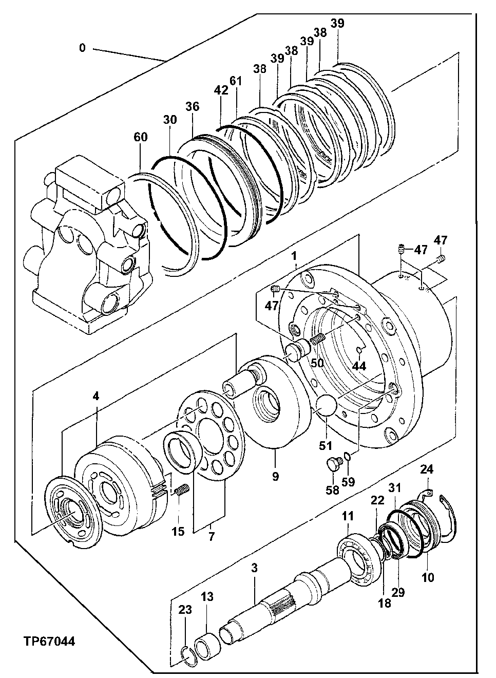 Схема запчастей John Deere 50LC - 12 - Travel Motor 0260 Axles, Diff. & Susp. Sys. Hyd. (Incl. Fwd)