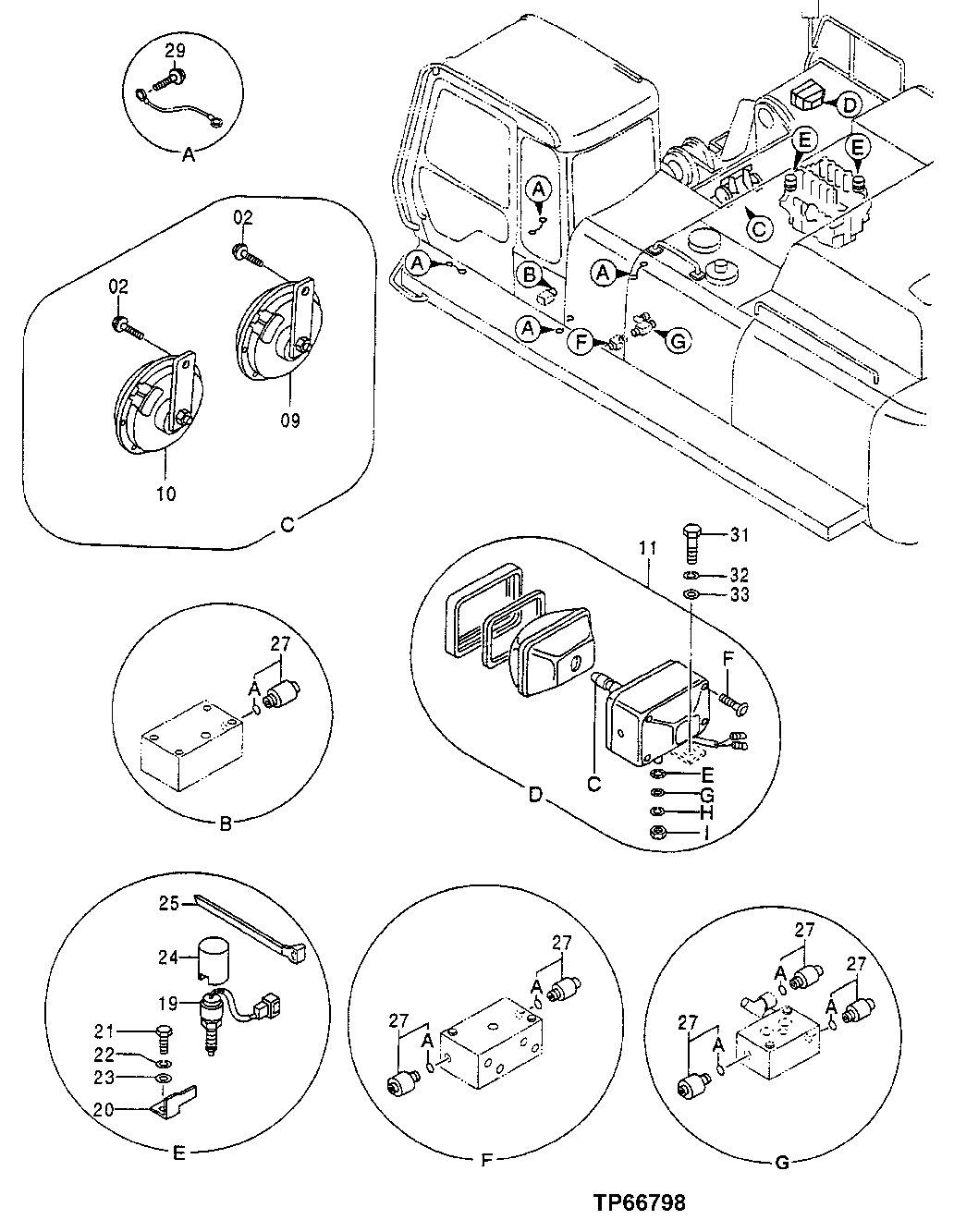 Схема запчастей John Deere 50LC - 39 - Electrical Components 1674 Wiring Harness And Switches