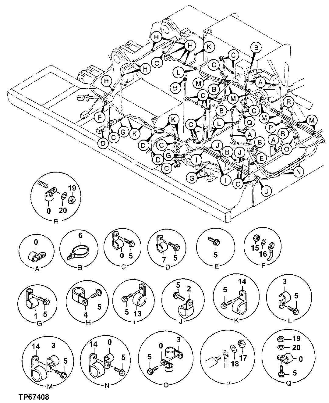 Схема запчастей John Deere 50LC - 41 - Vehicle Main Wiring Harness and Mounting 1674 Wiring Harness And Switches