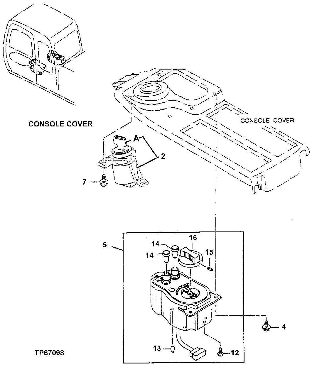 Схема запчастей John Deere 50LC - 42 - Ignition Switch 1674 Wiring Harness And Switches