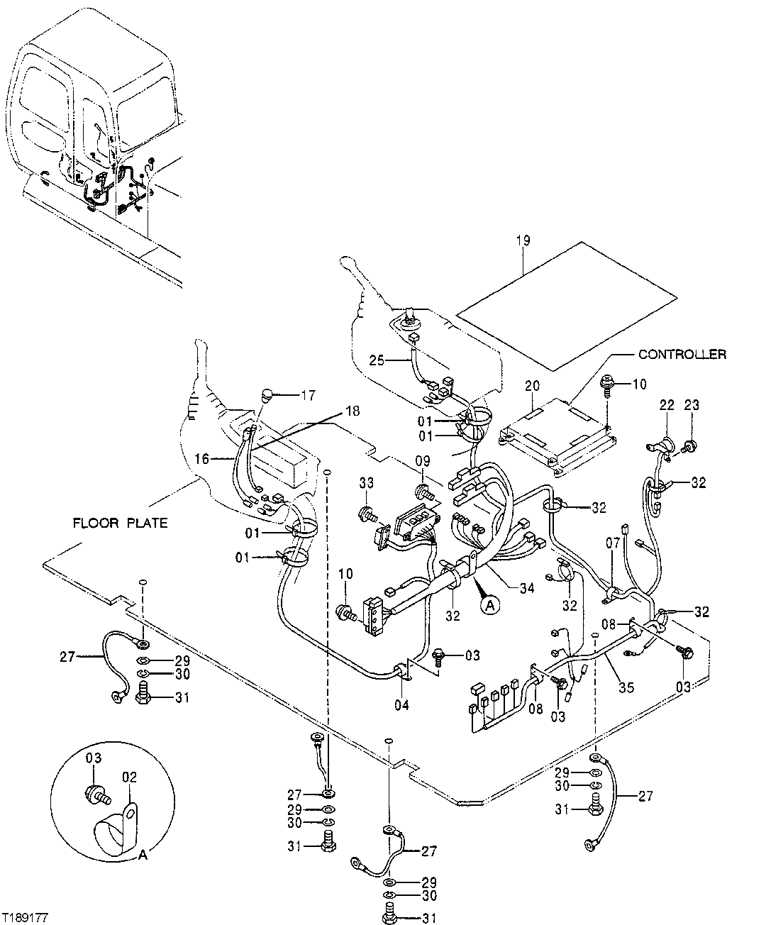 Схема запчастей John Deere 50LC - 43 - Cab Wiring Harness 1674 Wiring Harness And Switches