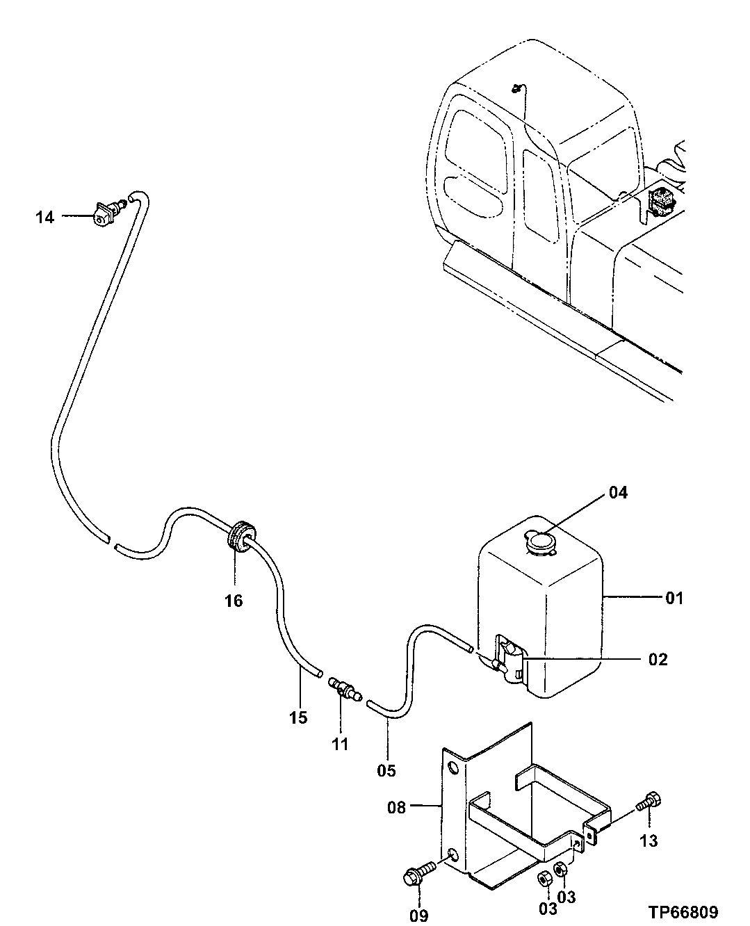 Схема запчастей John Deere 50LC - 72 - Window Washer 1810 Operator Enclosure