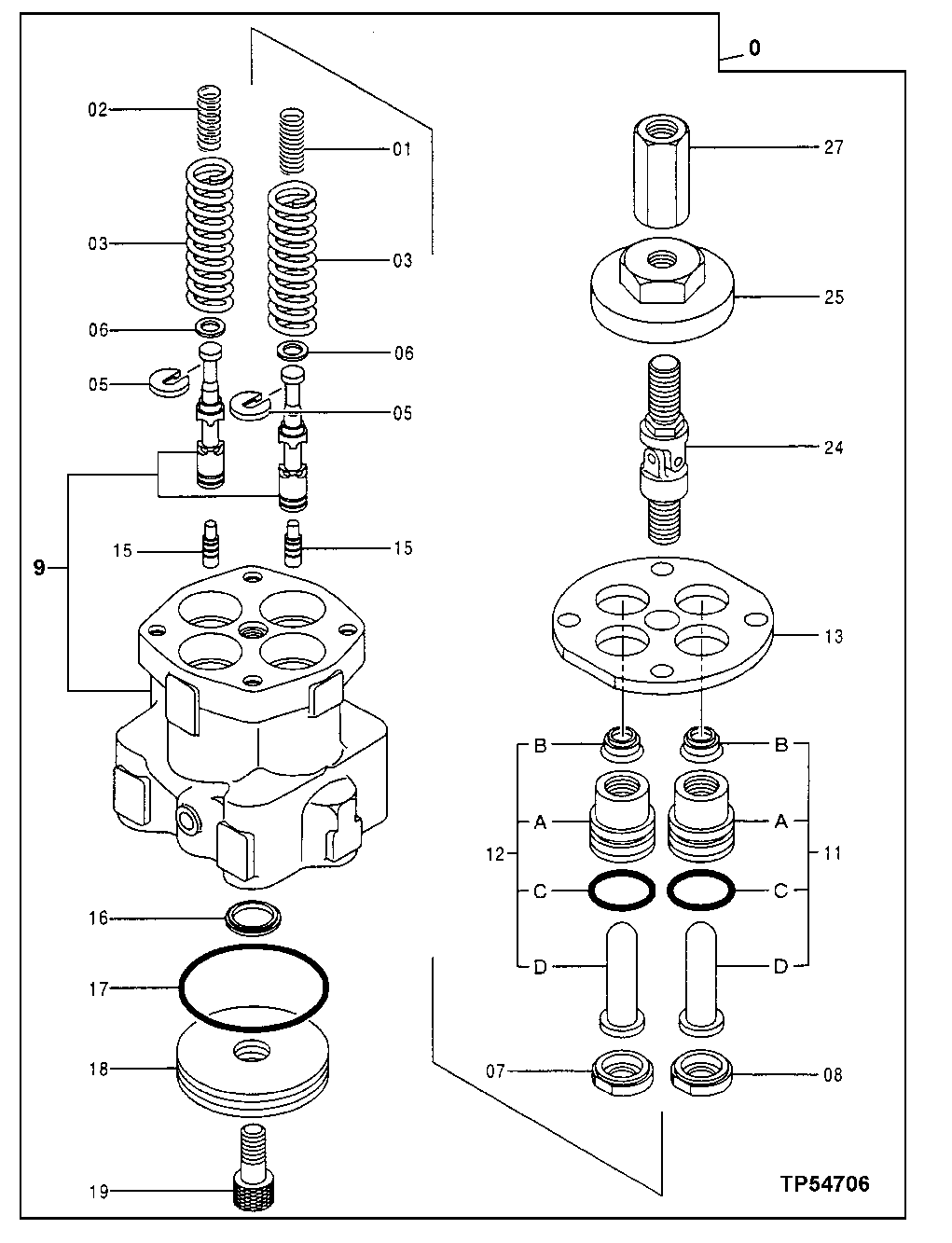 Схема запчастей John Deere 50LC - 137 - Pilot Control Valve Components (Front, Swing) 3315 Controls Linkage