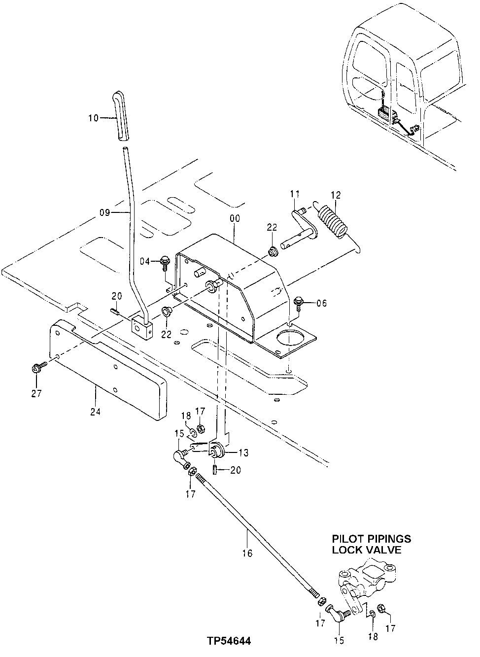 Схема запчастей John Deere 50LC - 141 - Locking Control Valve 3315 Controls Linkage