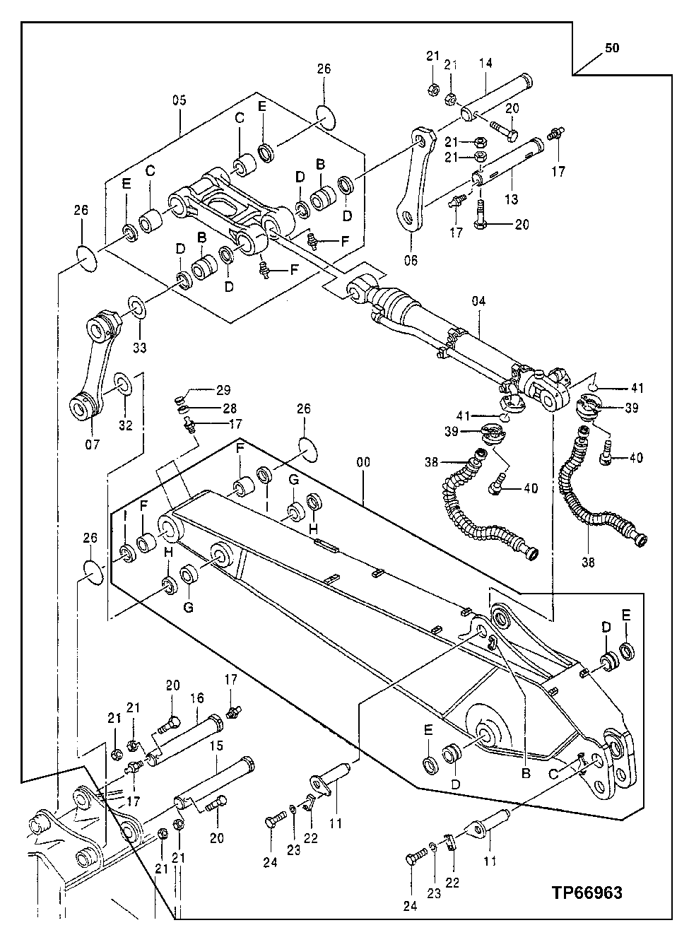 Схема запчастей John Deere 50LC - 145 - Standard Arm 3.5m 3340 Backhoe & Excavator Frames