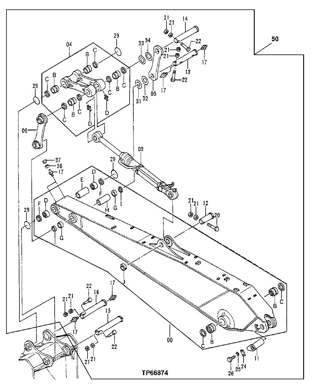 Схема запчастей John Deere 50LC - 147 - Long Arm Assembly 3340 Backhoe & Excavator Frames