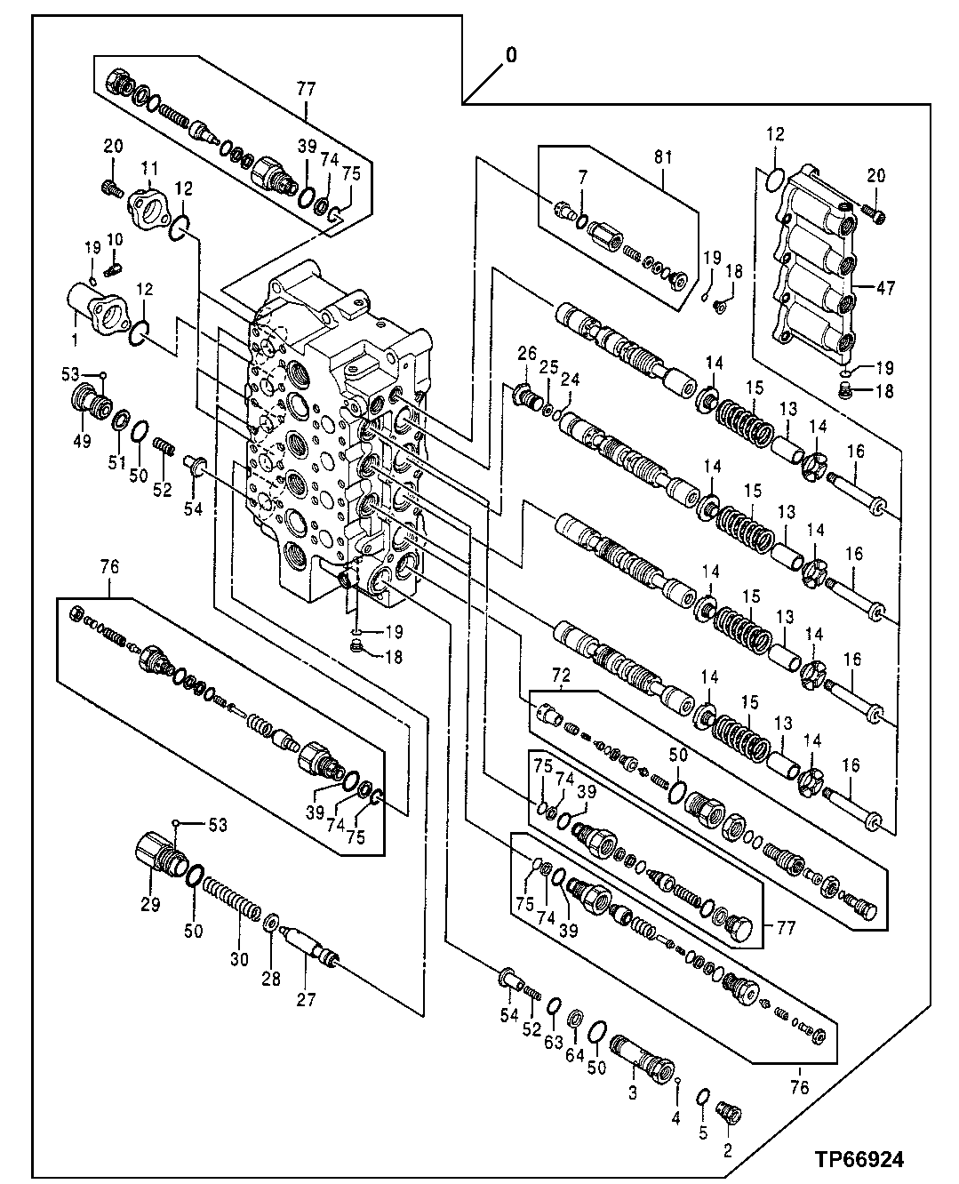 Схема запчастей John Deere 50LC - 184 - Control Valve 3360 Hydraulic System