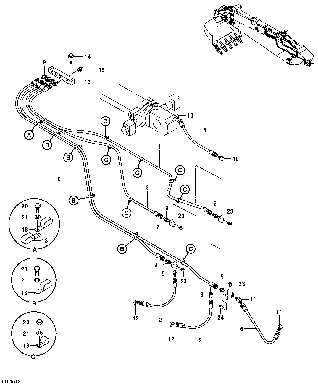 Схема запчастей John Deere 50LC - 191 - Lubricate Lines (Semi-Long Arm) 3360 Hydraulic System