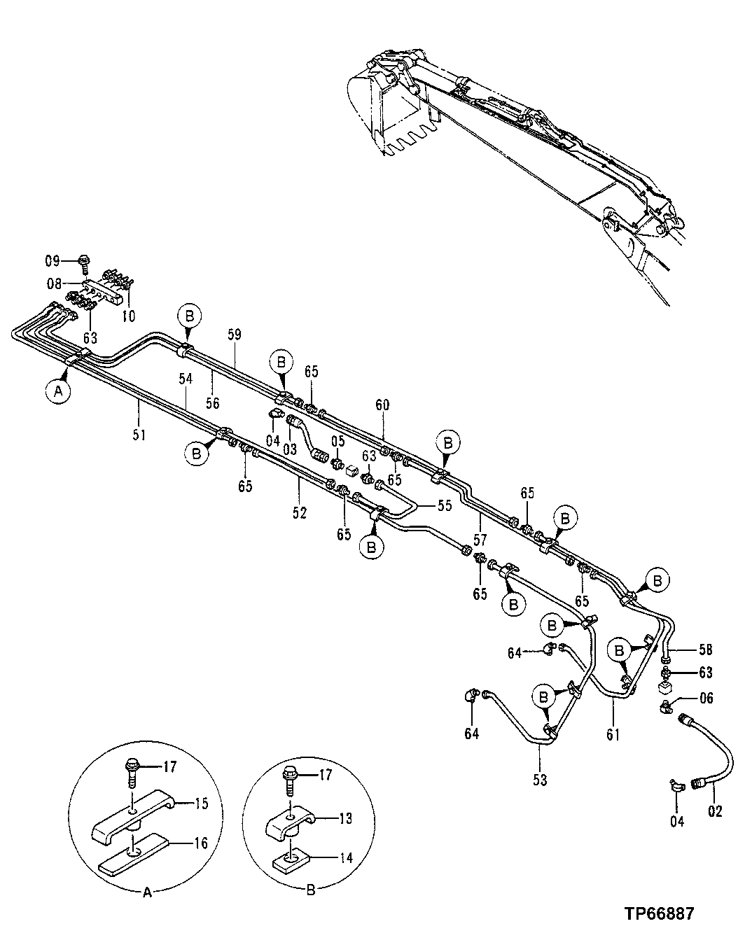 Схема запчастей John Deere 50LC - 193 - Lubricate Lines (Long Arm) 3360 Hydraulic System