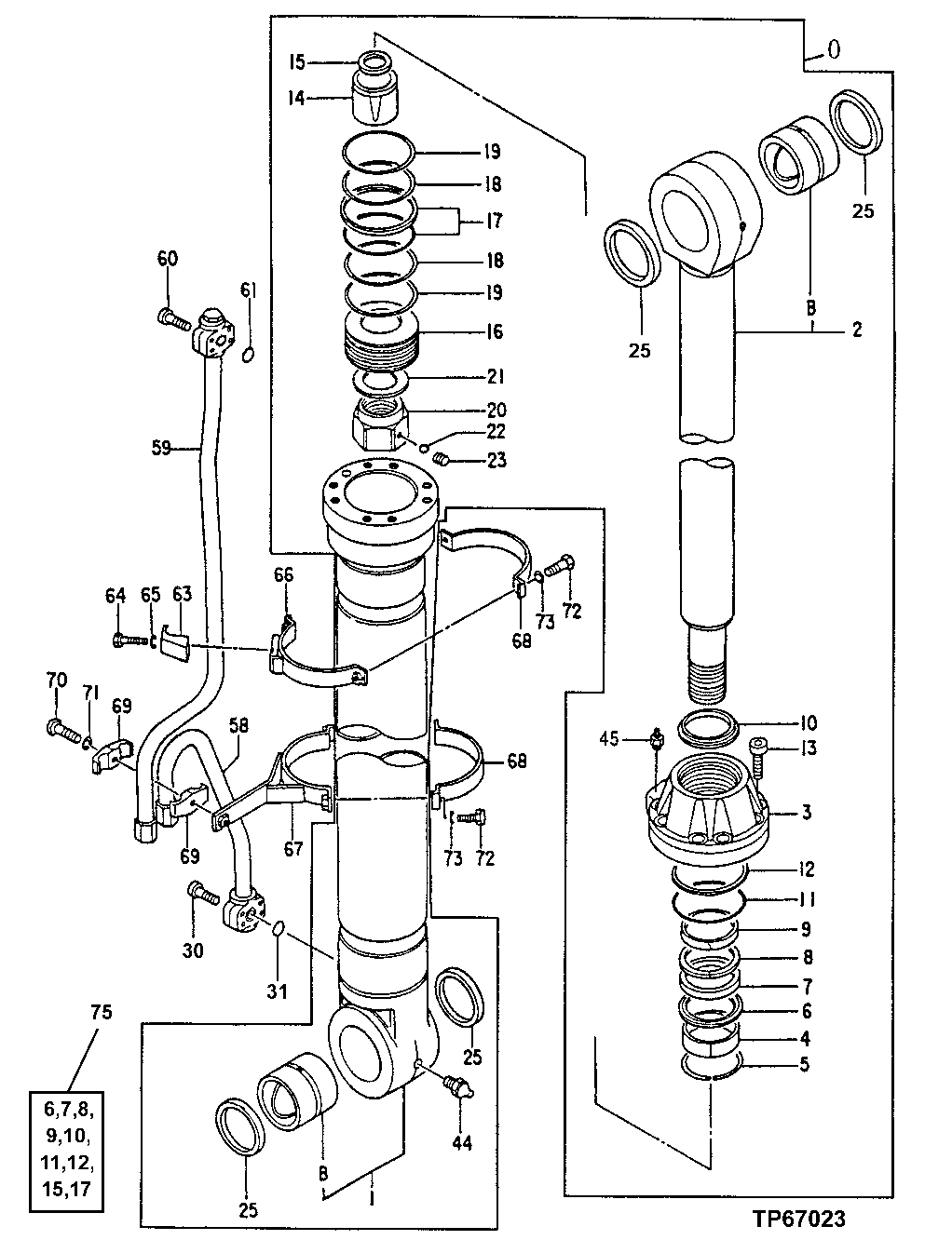 Схема запчастей John Deere 50LC - 197 - Right Boom Cylinder 3360 Hydraulic System