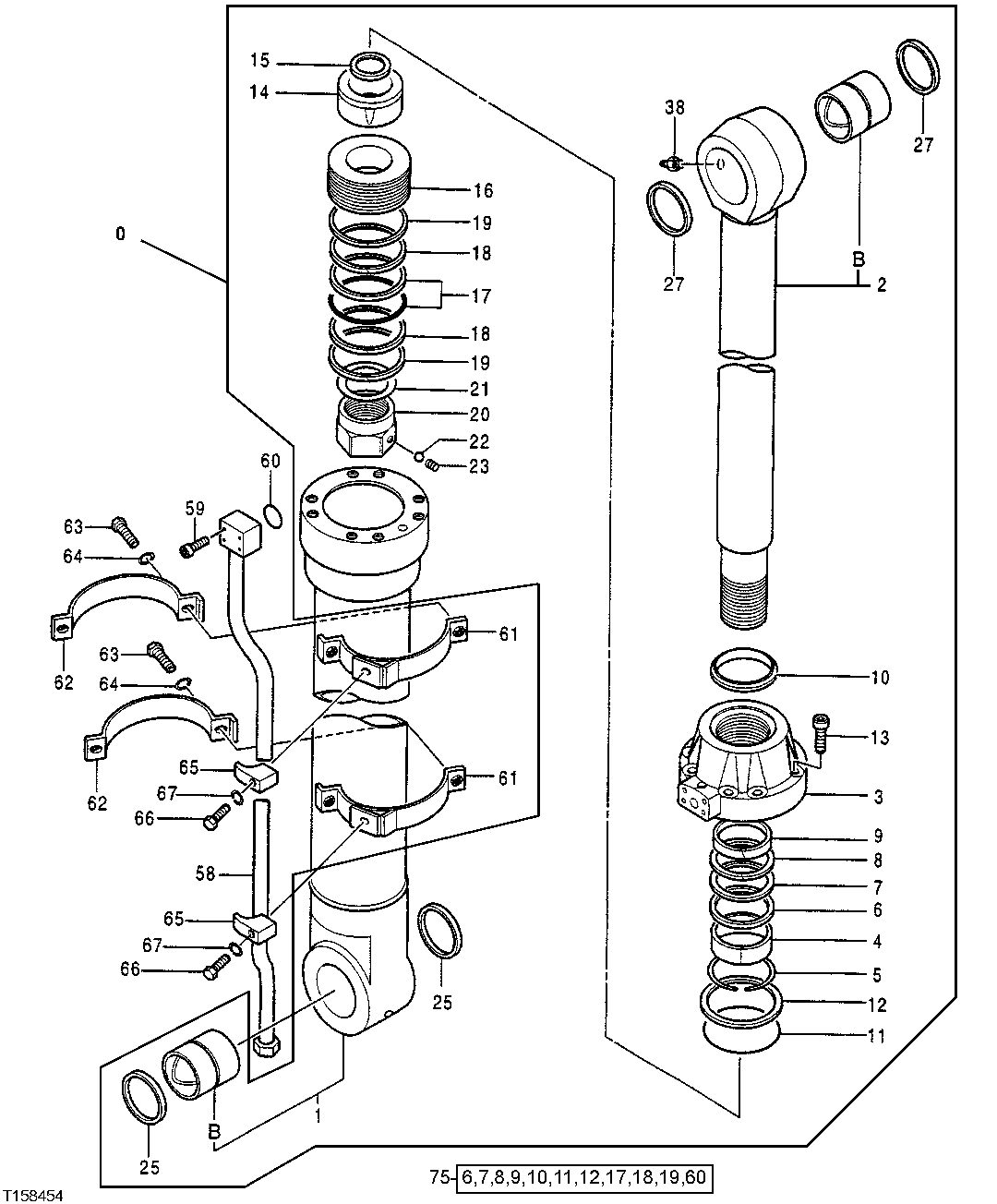 Схема запчастей John Deere 50LC - 202 - Bucket Cylinder Components (Long Arm) 3360 Hydraulic System