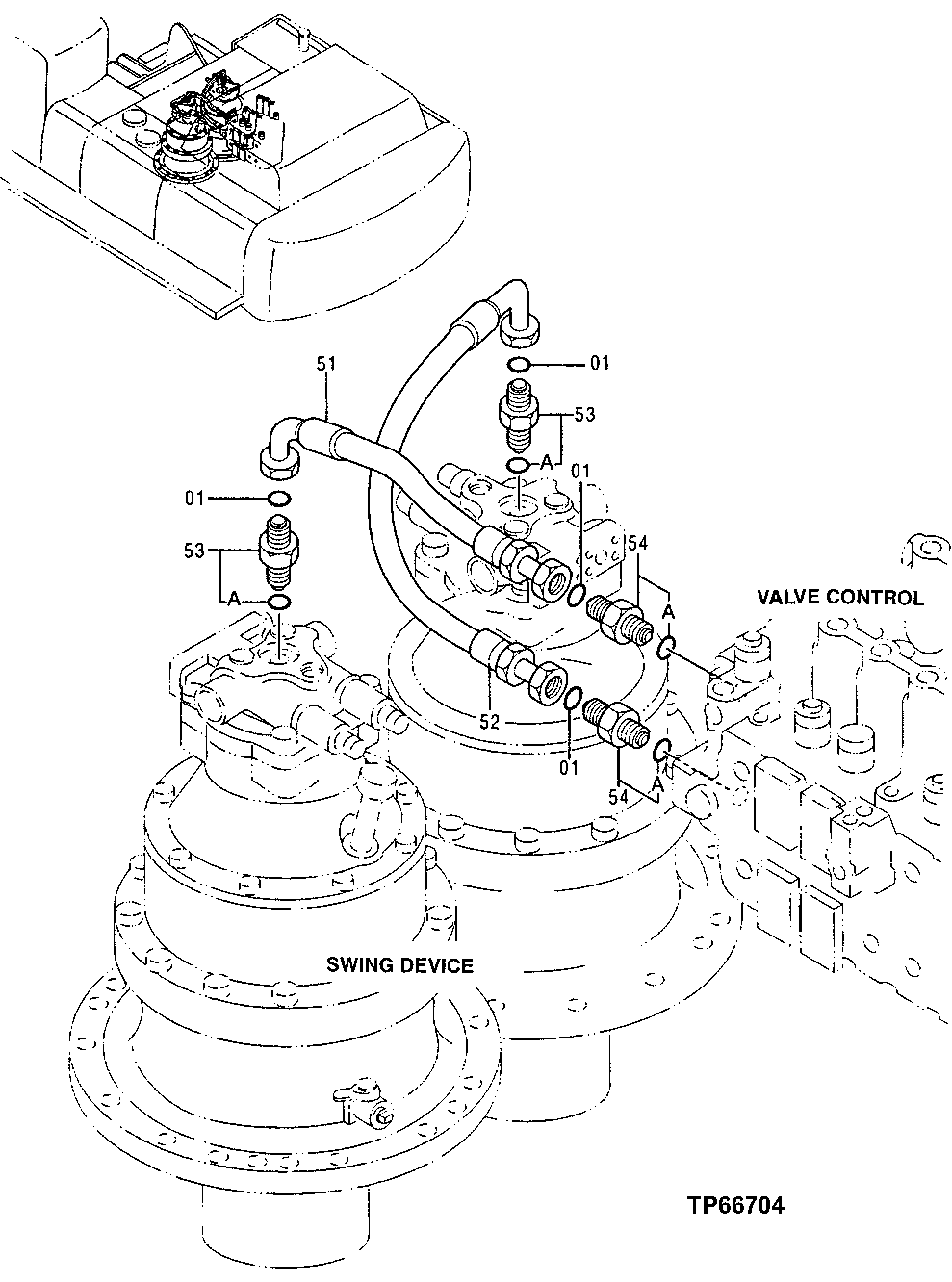 Схема запчастей John Deere 50LC - 154 - Return Lines 3360 Hydraulic System